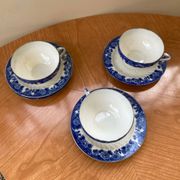 3 Japanese fine porcelain cups and saucers
