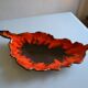 Large ceramic bowl in the shape of Corsica, orange and brown, vintage 70s