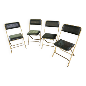 4 chaises pliantes noires Lafuma - Vintage