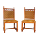 Velvet and carved wood chairs, 70s. Game of 2