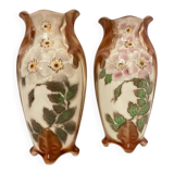 Vintage barbotine vase pair