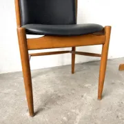Scandinavian chair in beech and black faux leather, 1960s