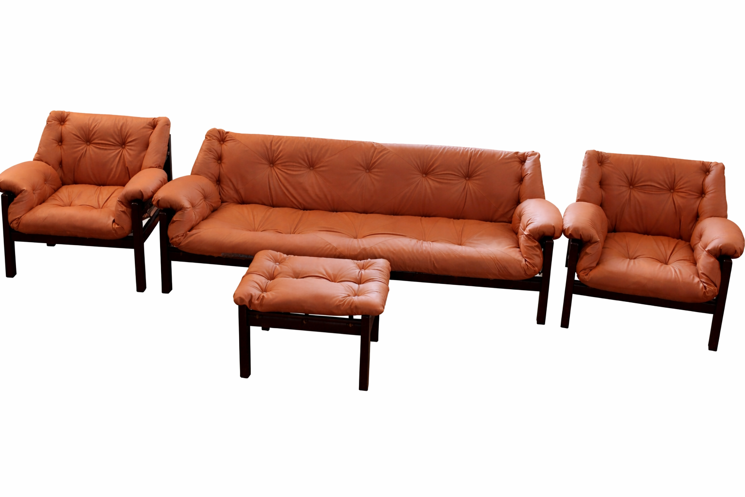 Rare set by JEAN GILLON, TIJUCA salon - 5 pieces - rosewood & leather