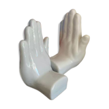 Vintage bookends in the shape of ceramic hands