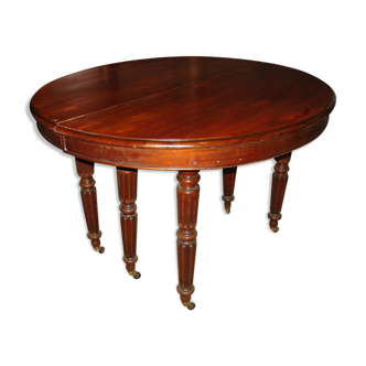 Table 6 pieds à bandeau époque Louis Philippe en acajou de cuba