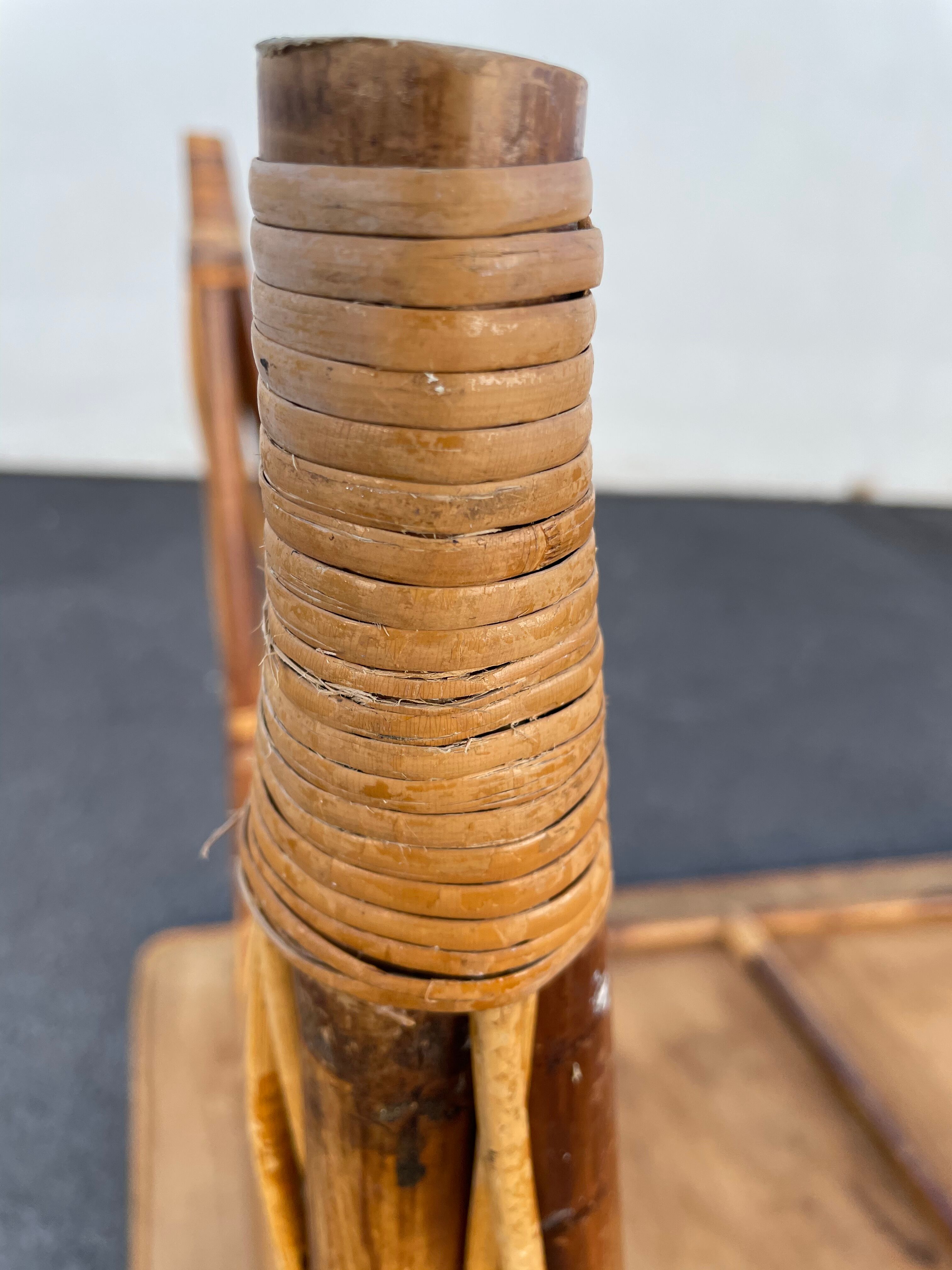 Rattan table vintage compass feet