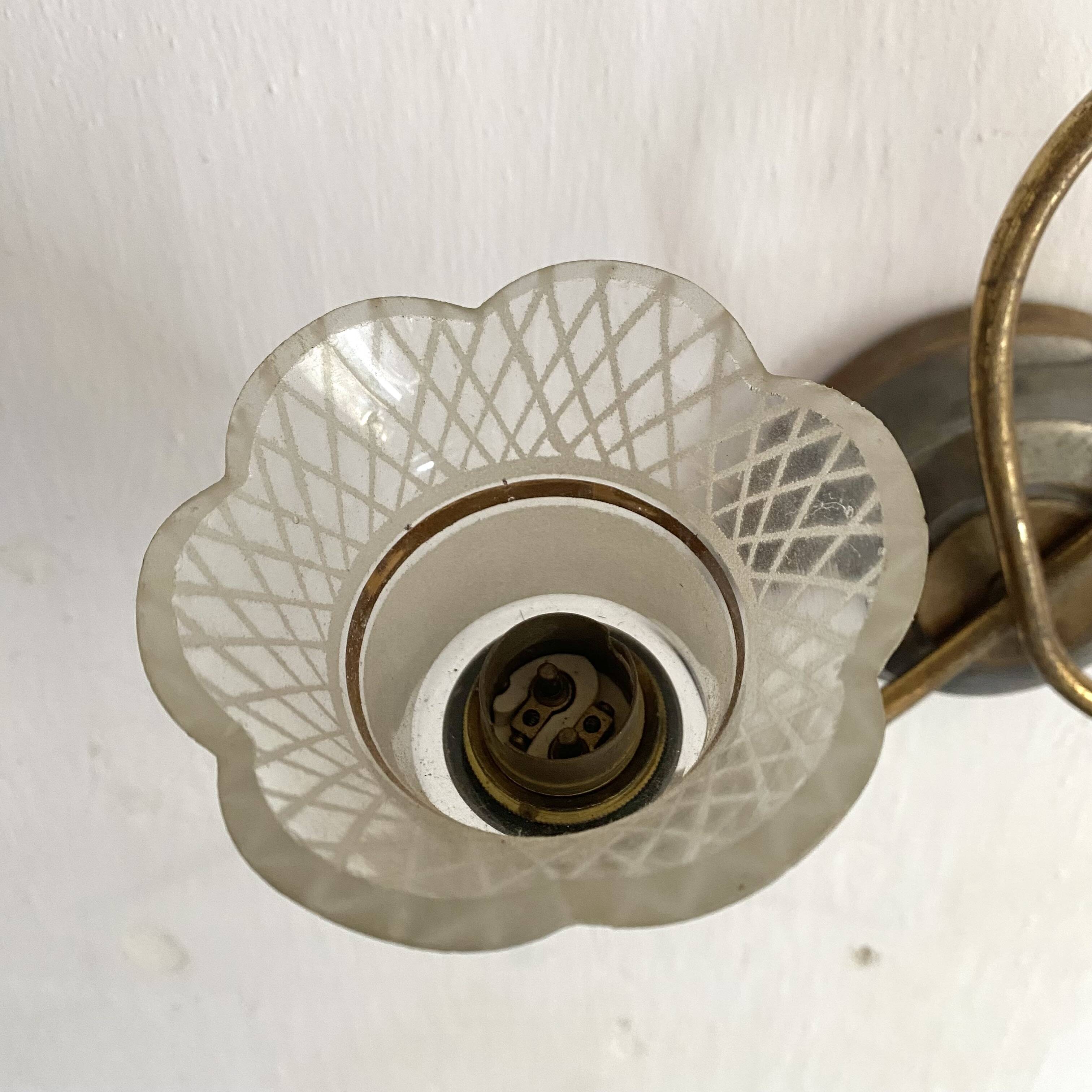 Pair of Art Deco double tulip wall lights