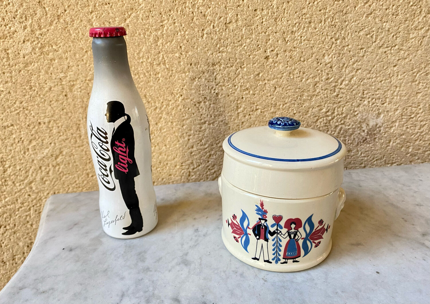 Pot ceramic bomb box Sarreguemines model Ribeauville vintage 60/70s