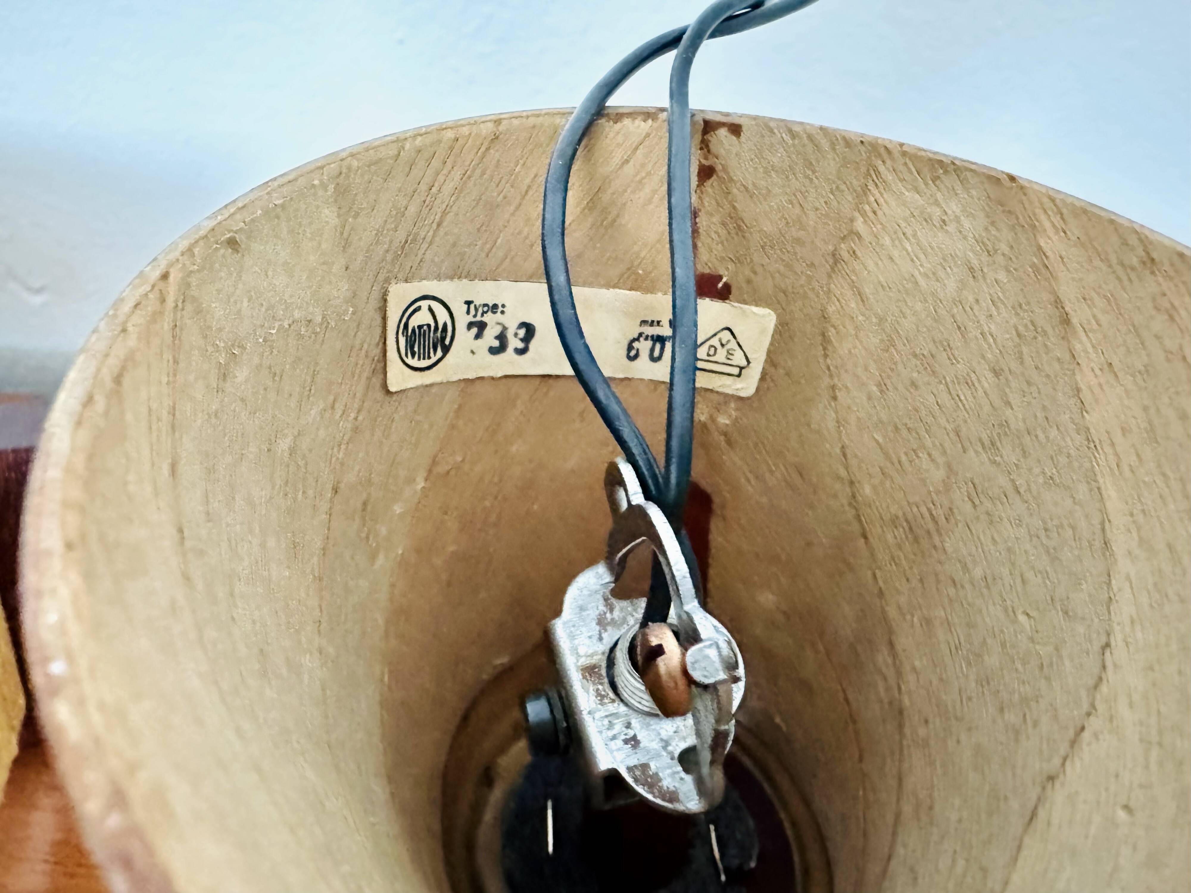 Japan Style Sisal and Teak Pendant Lamp by Temde
