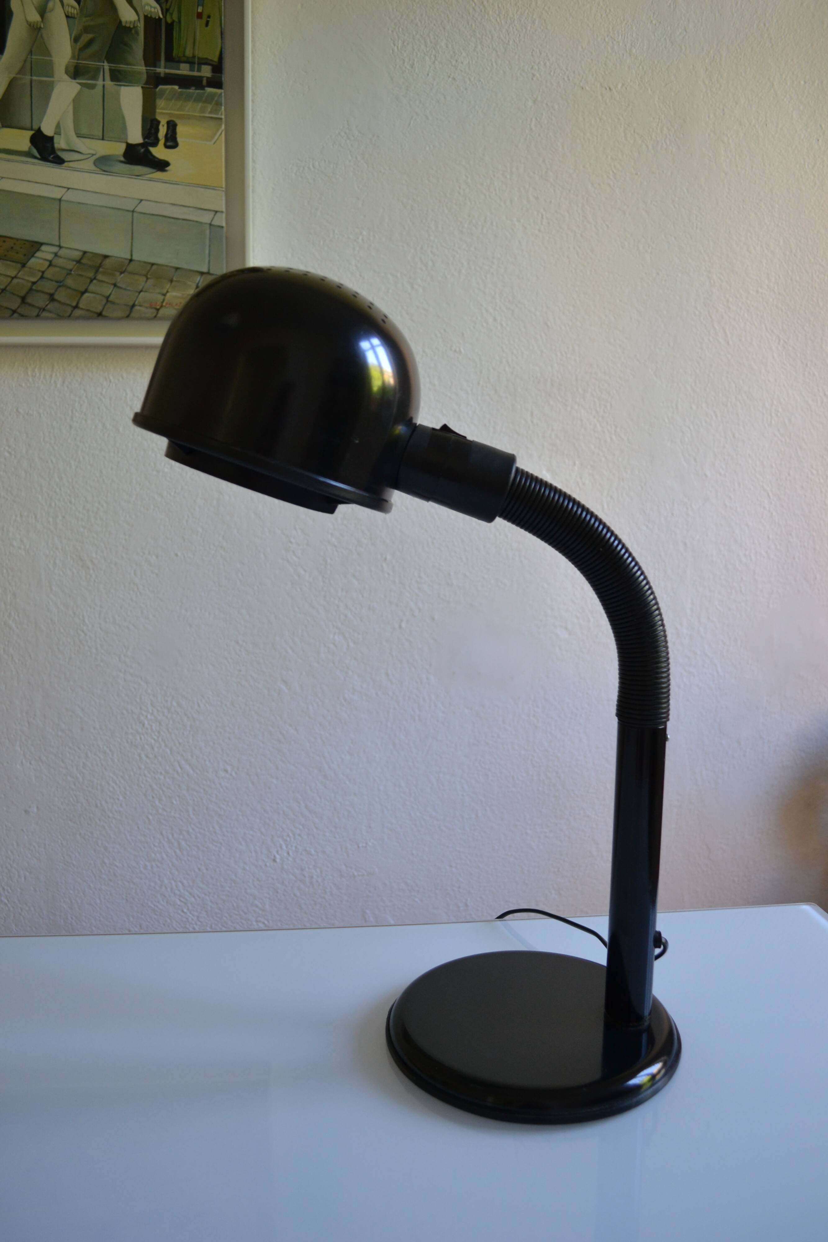 Black goose neck desk lamp ALDA 1980 Swedish Mid-Century