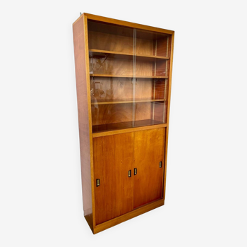 Bibliothèque - vitrine en chêne blond design scandinave, années 60