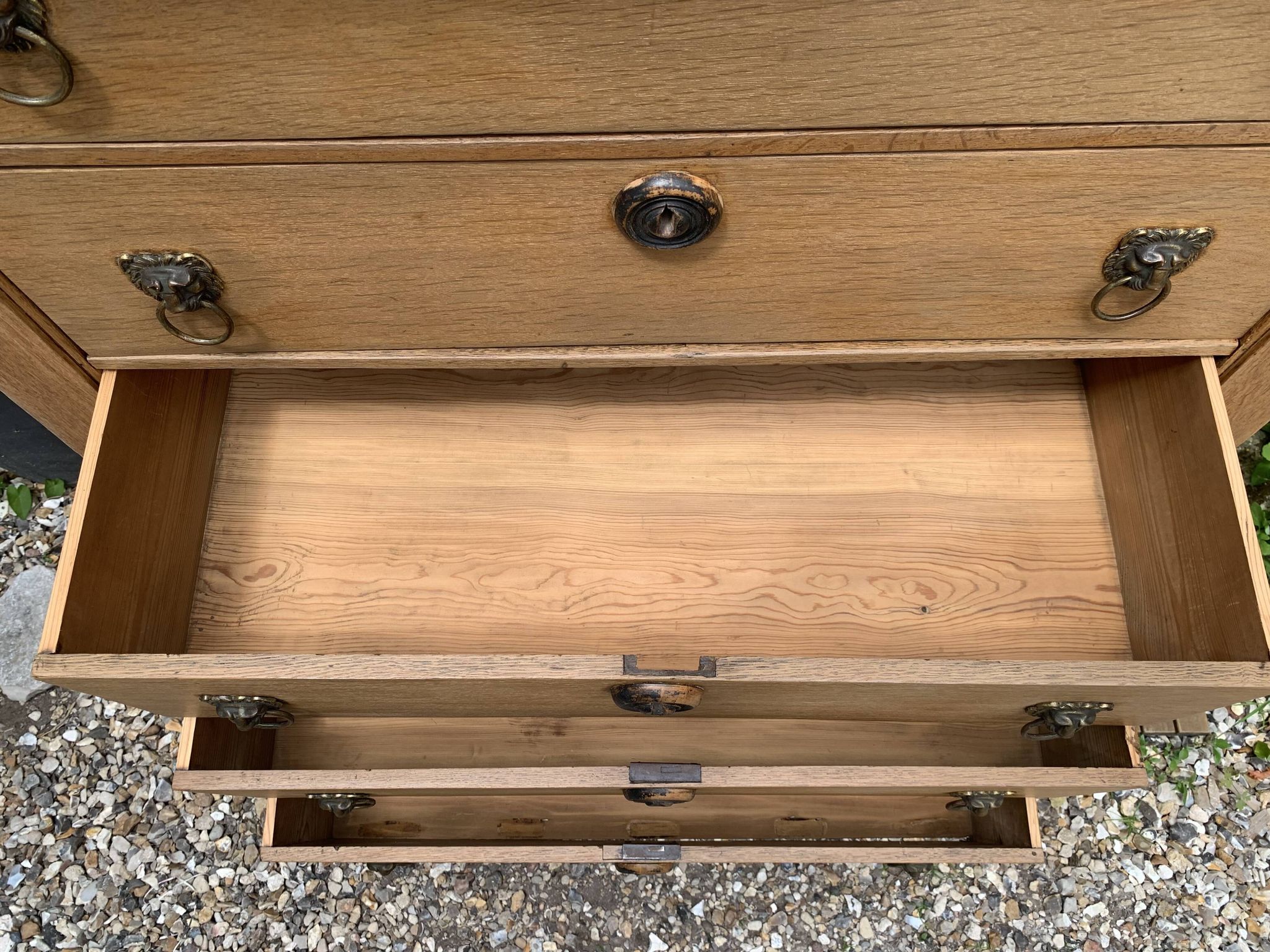High Empire chest of drawers in solid raw oak