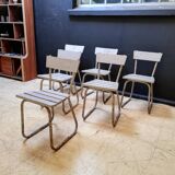 6 vintage garden chairs made of wood and metal