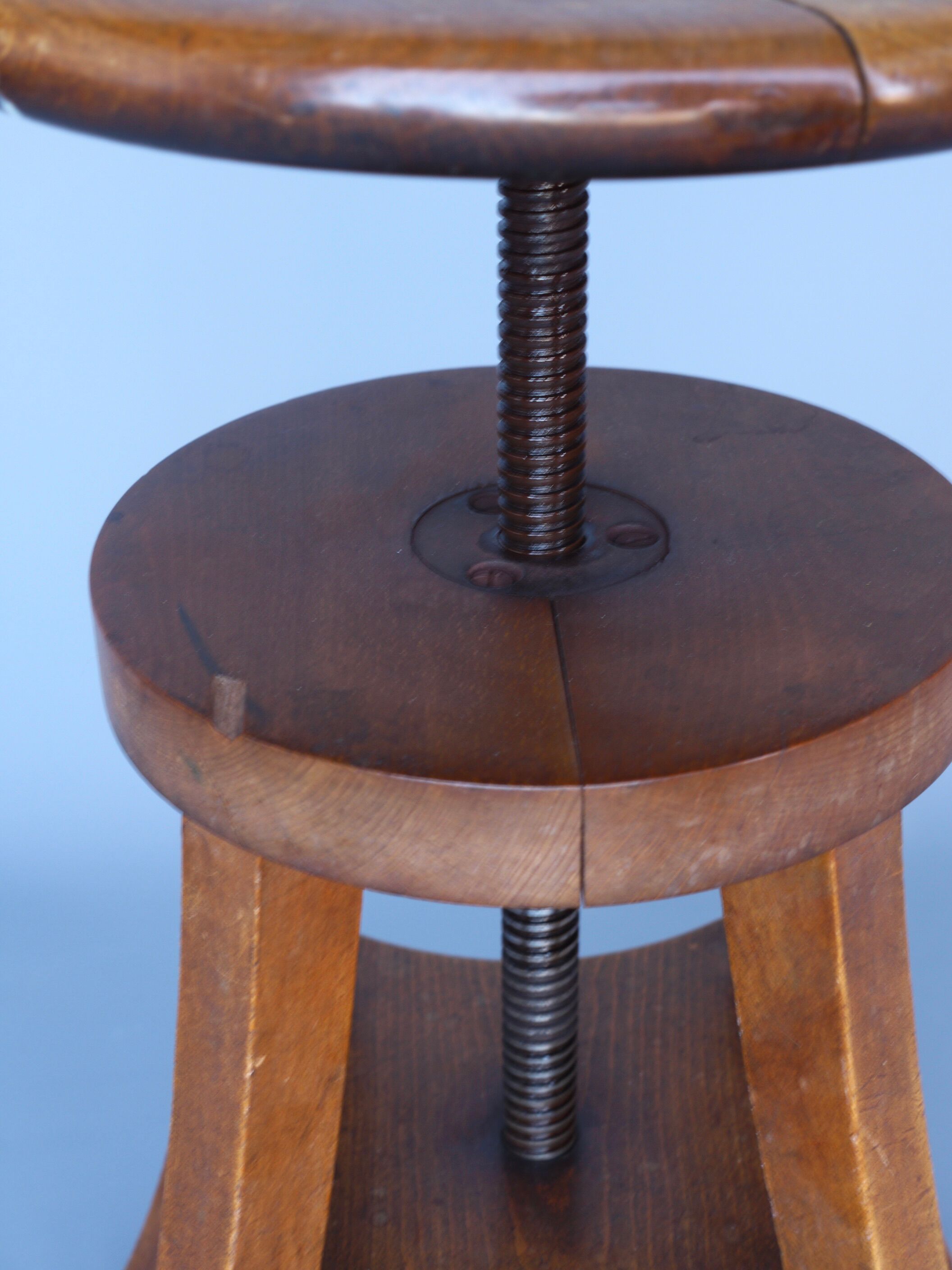 Industrial adjustable piano stool. 1930s