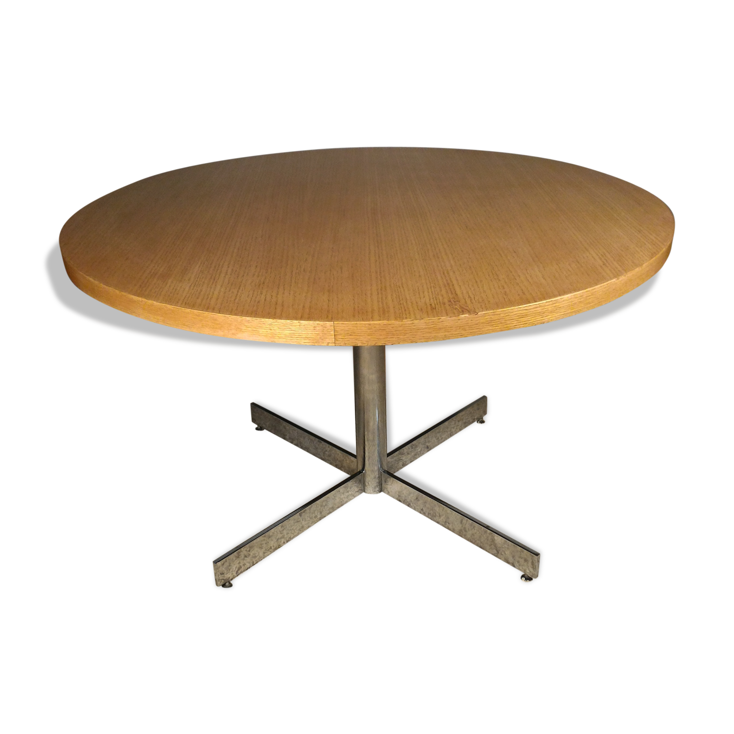 Table en chrome et chêne blond des années 60