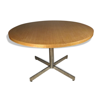 Table en chrome et chêne blond des années 60