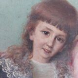 Portrait painting to young girls oil on canvas 19th