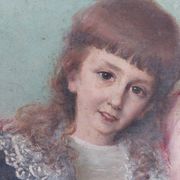Portrait painting to young girls oil on canvas 19th