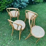 Set of 4 bistro chairs cannage honey color