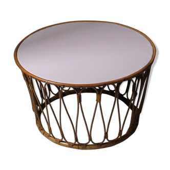 Table basse rotin vintage
