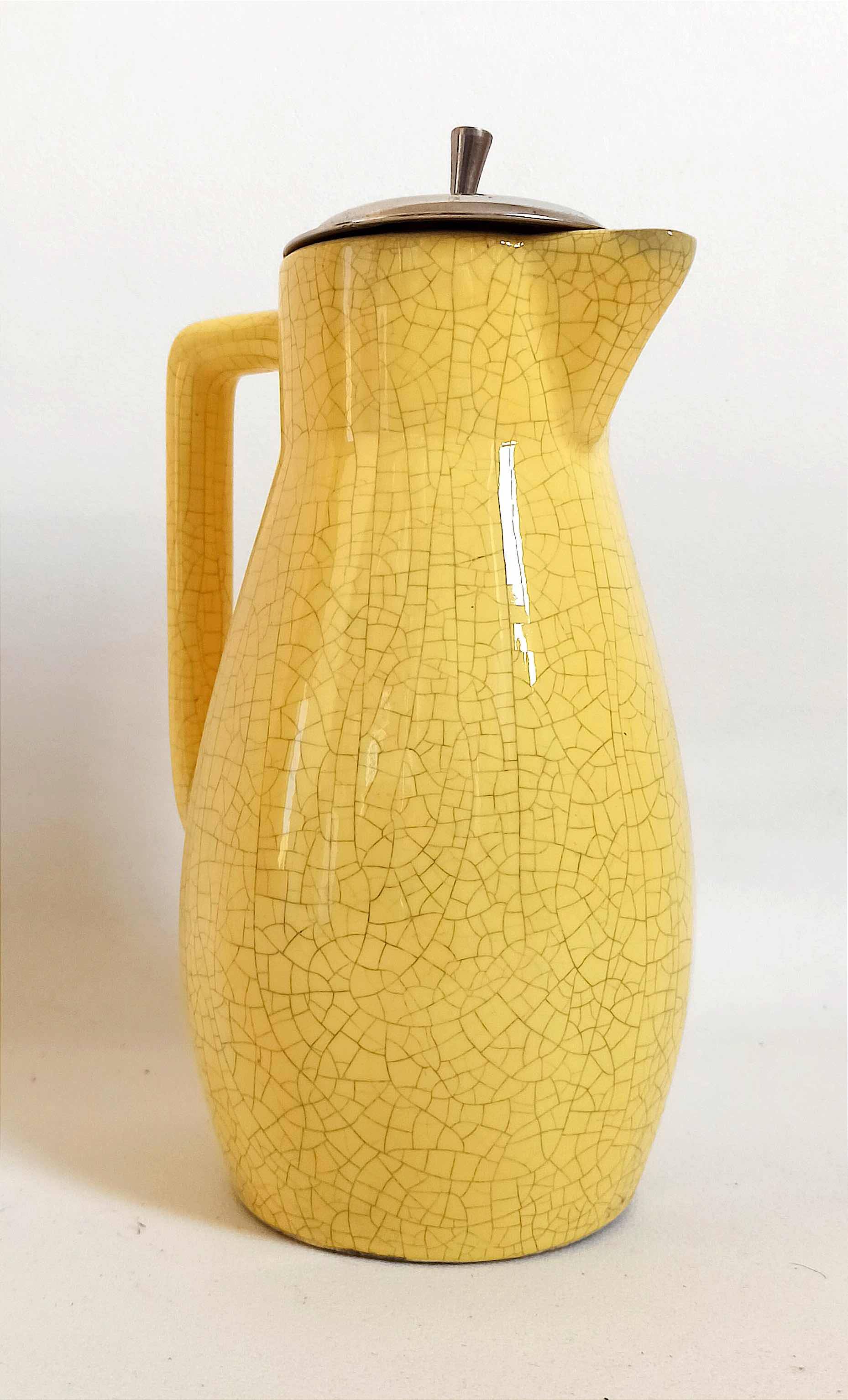 Ceramic orangeade or lemonade pitcher with cracked effect from the 1960s