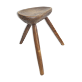 Brutalist tripod farm stool solid wood