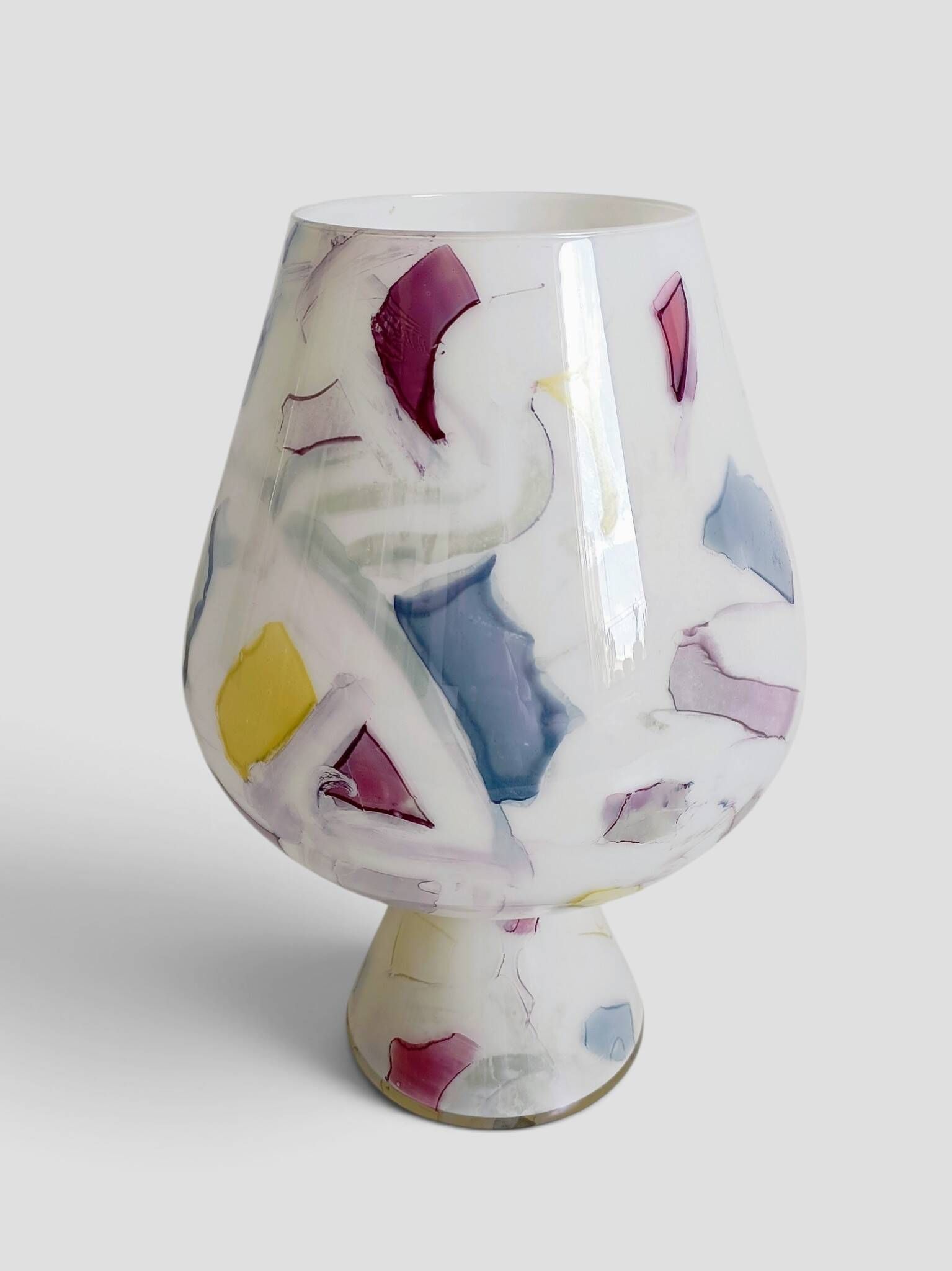 Postmodern Italian Murano Art Glass Chalice, Abstract Decoration, 1980s