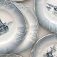 6 antique dessert plates in "Marine" faience from Orchies
