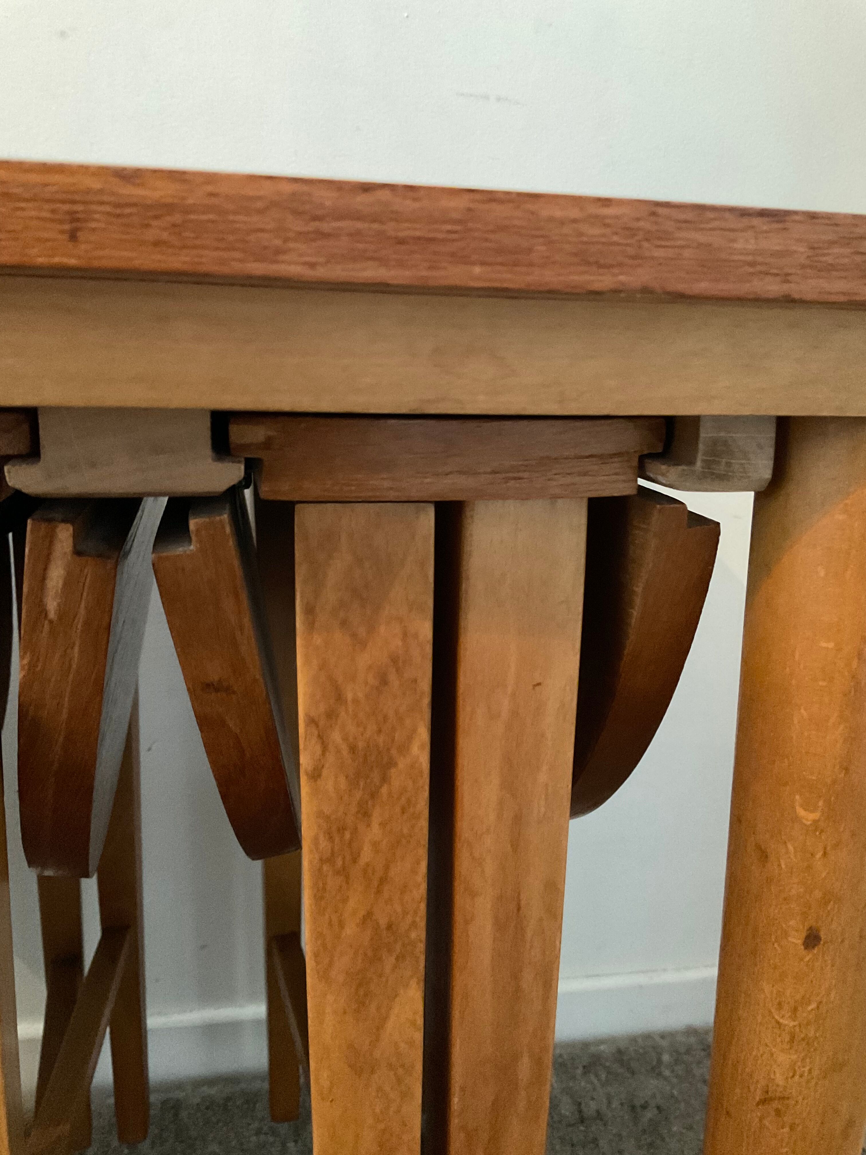 Scandinavian set by Poul Hundevad table and 4 folding teak stools