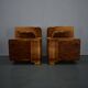 Art Deco bedside tables from the 1930s in walnut finish, Czechoslovakia.