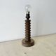 Rustic wooden turned lamp base from the 1950s, vintage rustic lighting.