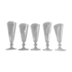 Set of 5 19th glass champagne flutes with flat slices cut