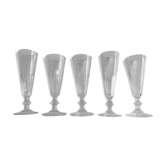 Set de 5 flutes à champagne 19e en verre à cotes plates pans coupés