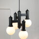 Vintage Geometric Black and Opaline Glass Ceiling Lamp