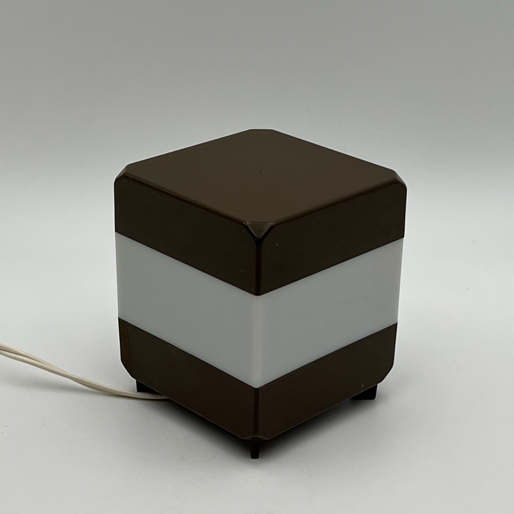 Side table lamp - space age night lamp - plastic cube nostalgic decor