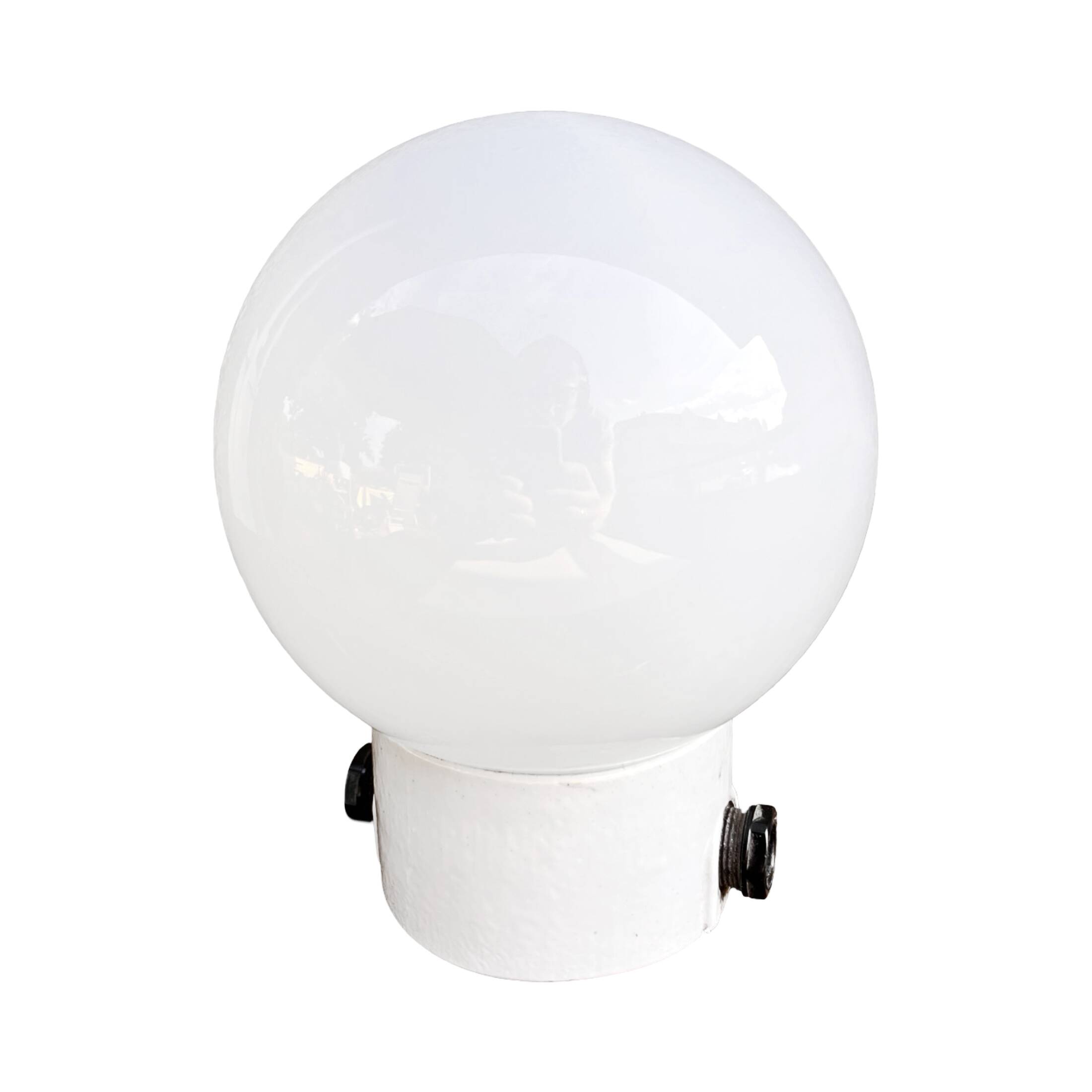 Industrial wall lamp, white, glass, foton, poland, 1960s.