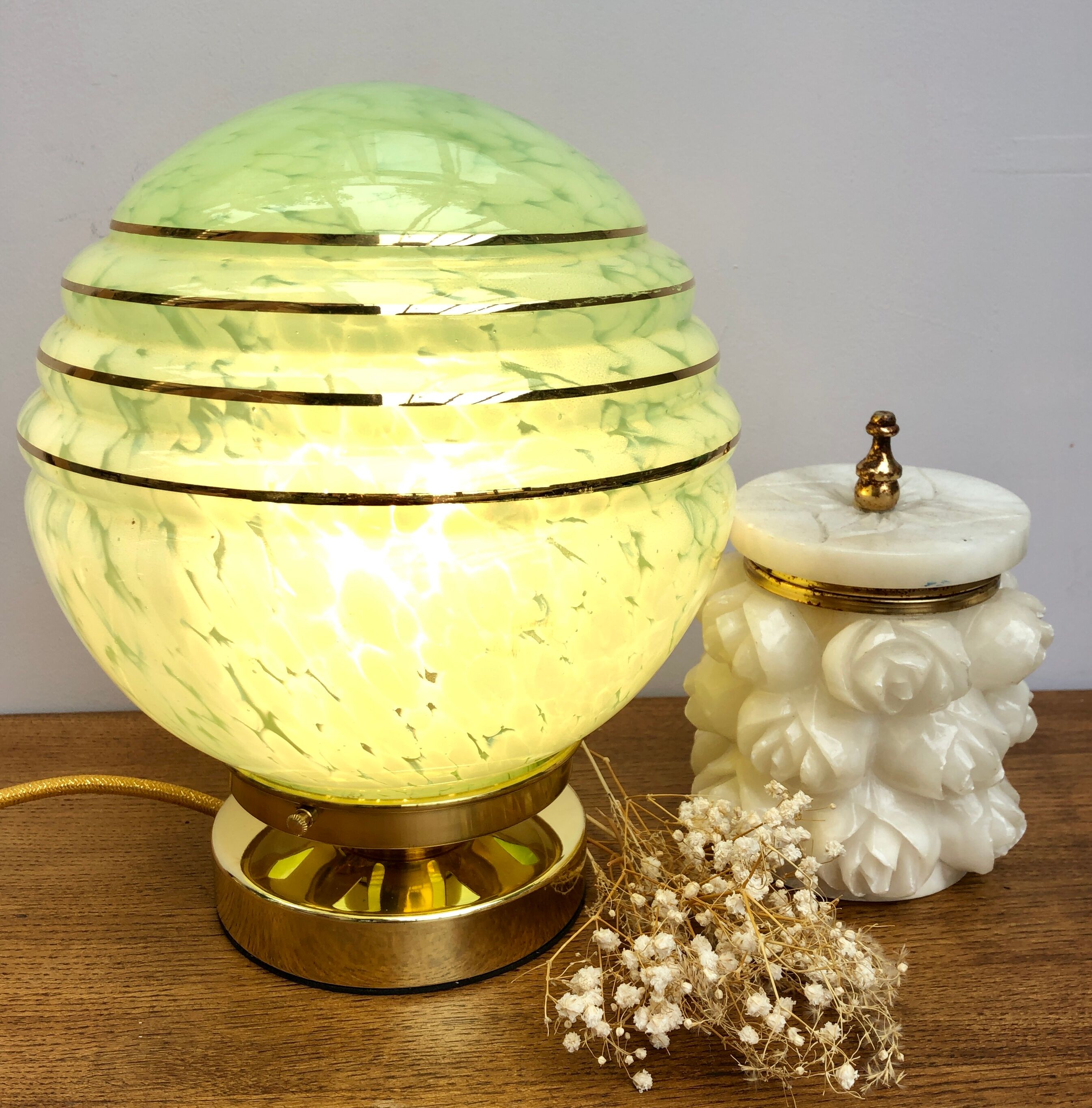 Clichy mint glass hanging lamp