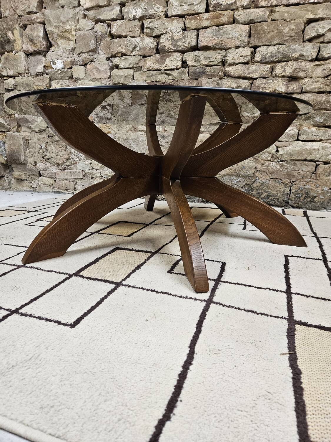 Table basse brutalist vintage 1970"