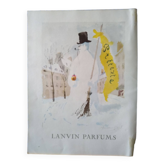 Une publicité papier parfums Lanvin   issue d'une revue d'époque 1956