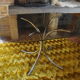 Dining table stainless steel legs and tempered glass top 70s