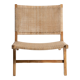 Reclining armchair in natural wood and woven rattan