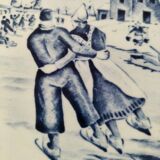 Decorative plate Boch – Delft decor, winter scene (1960s–70s)