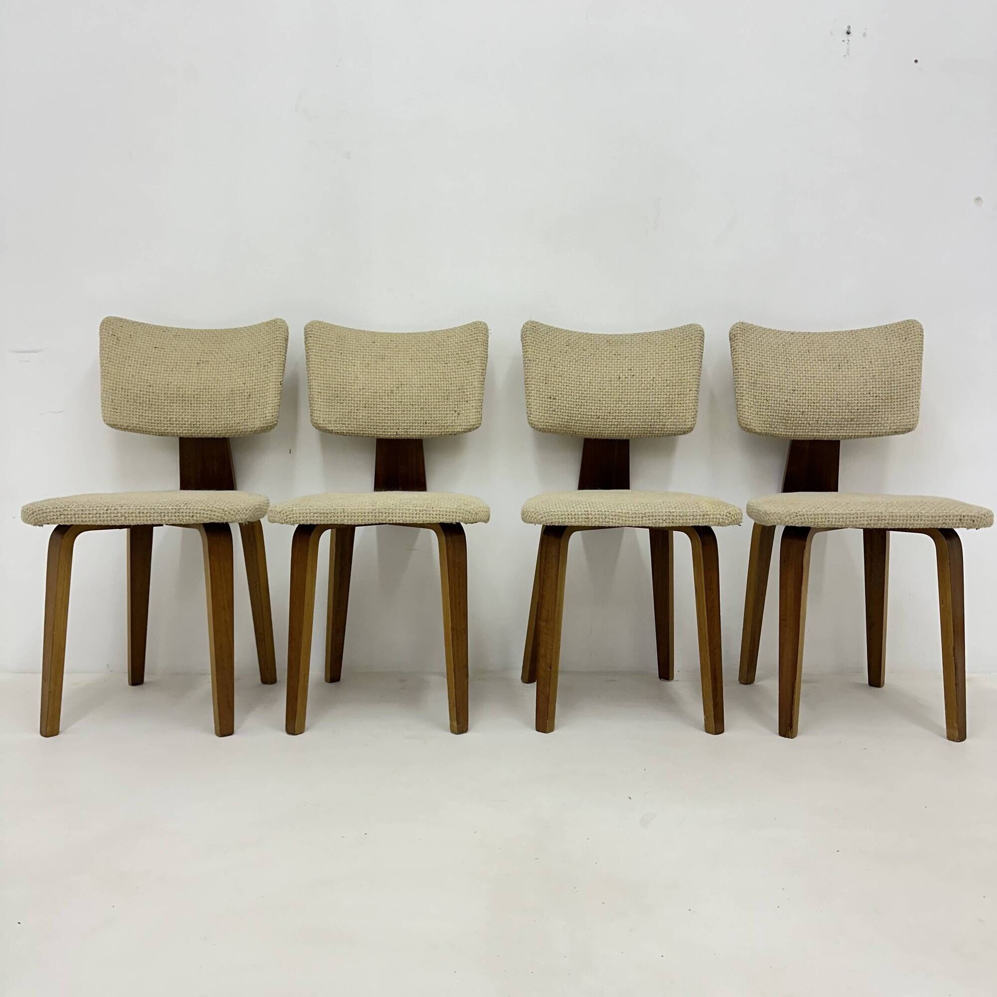 Set of 4 Dutch design by Cor Alons plywood dining chairs , 1960s