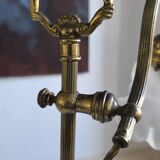 Art Deco bronze and frosted glass tulip lamp