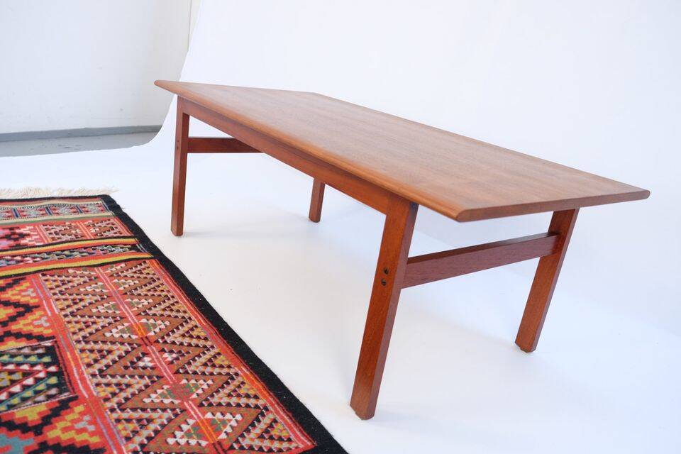 Table basse vintage Wikkelsø Eilersen teck années 60 70