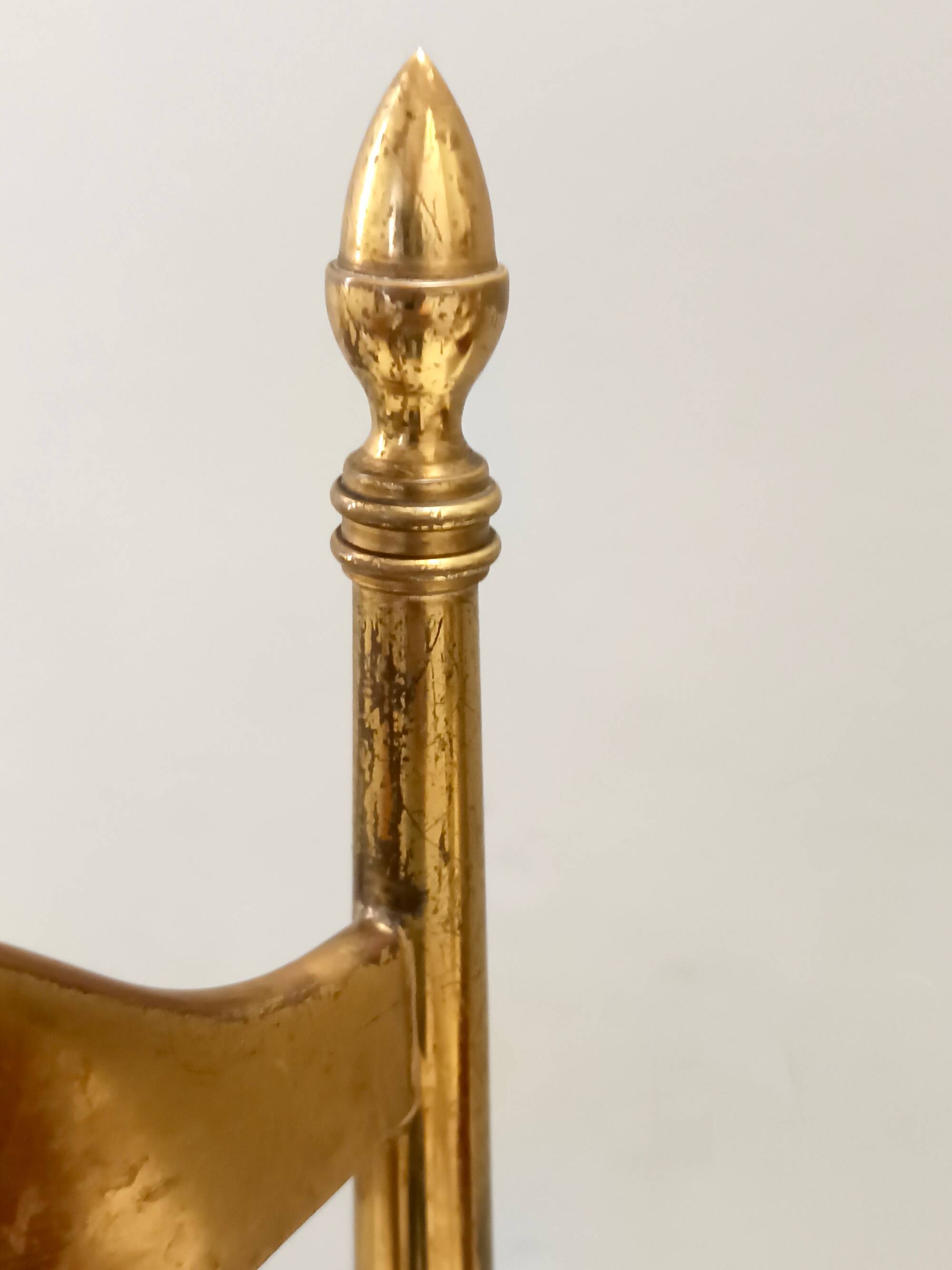 Pair of Vintage Brass and Red Velvet Chiavarine Chairs, Italy