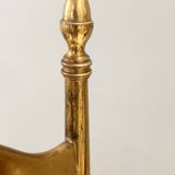 Pair of Vintage Brass and Red Velvet Chiavarine Chairs, Italy