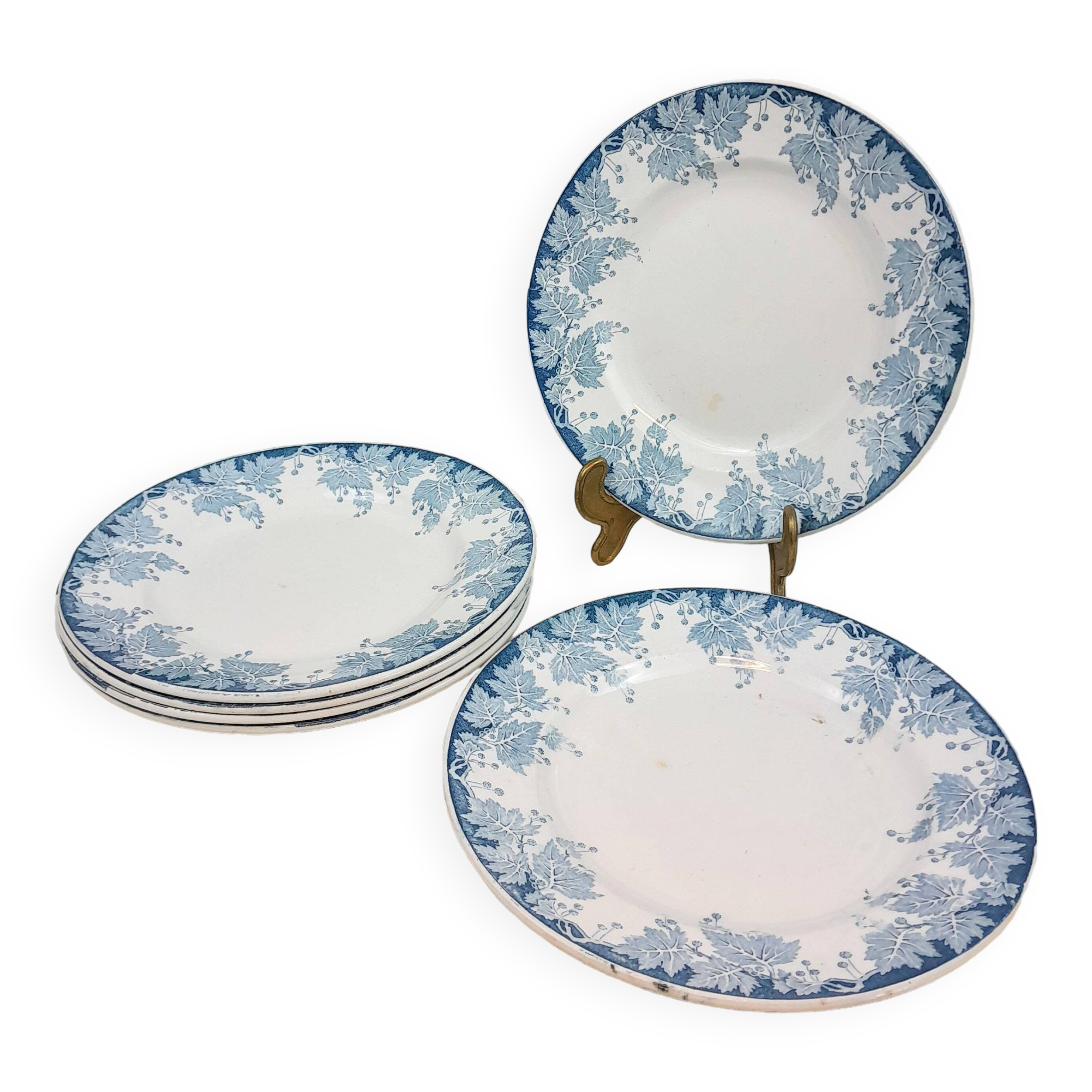 6 Assiettes plates Saint Amand Platane