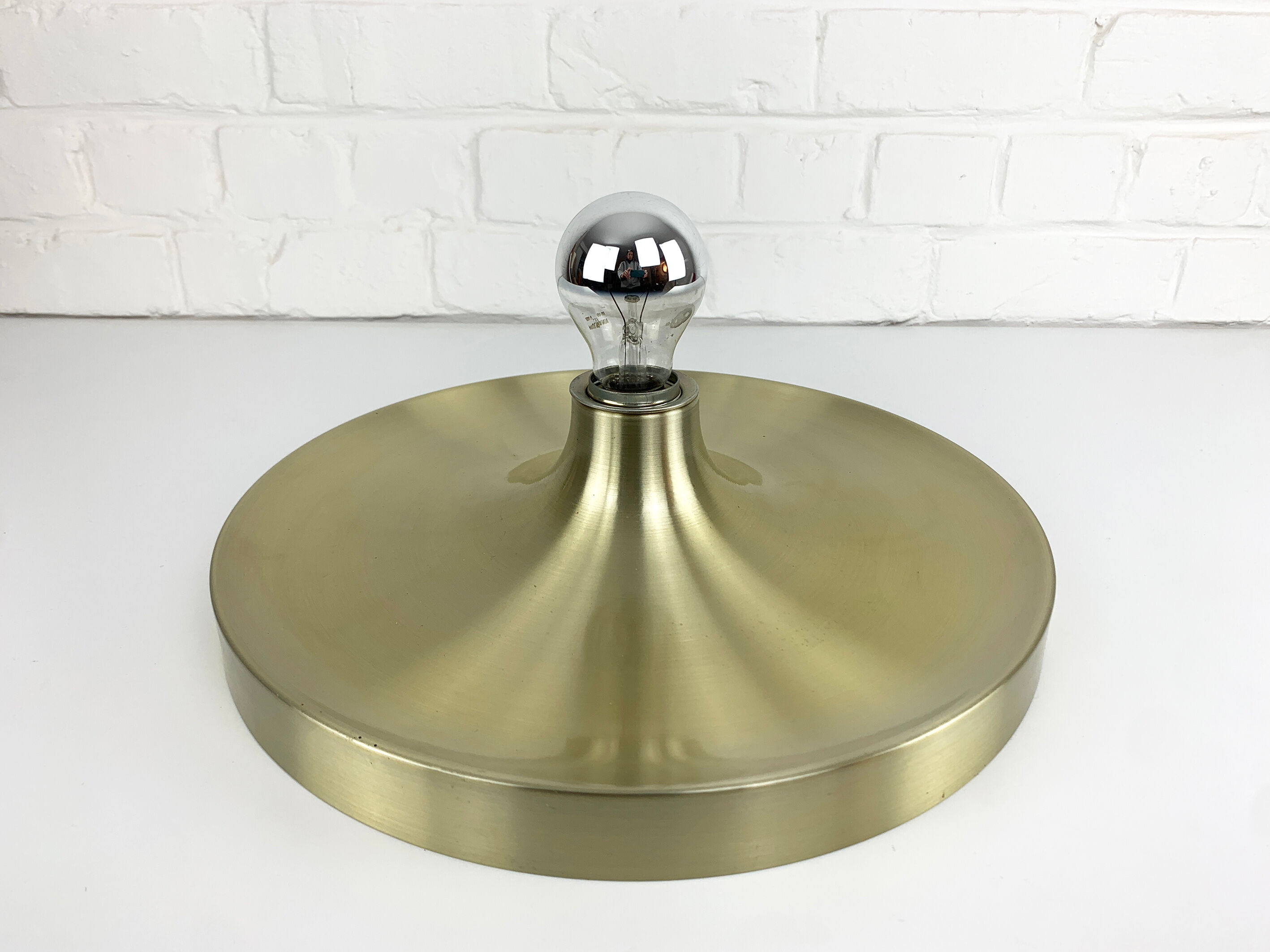 Space Age wall lamp by Honsel Leuchten in gilded aluminium, Flush Light