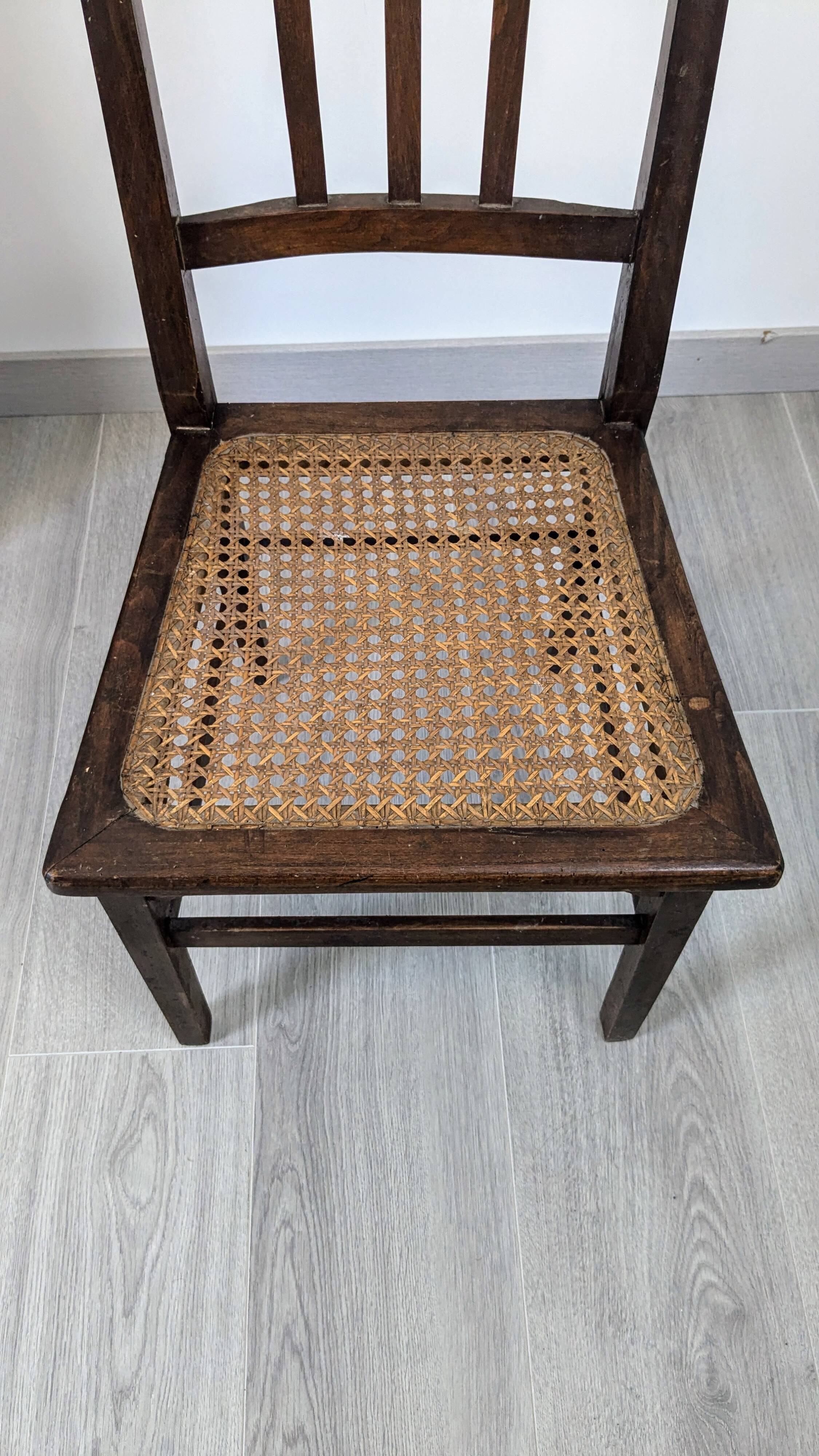 Stella nurse's chair in dark wood and cane